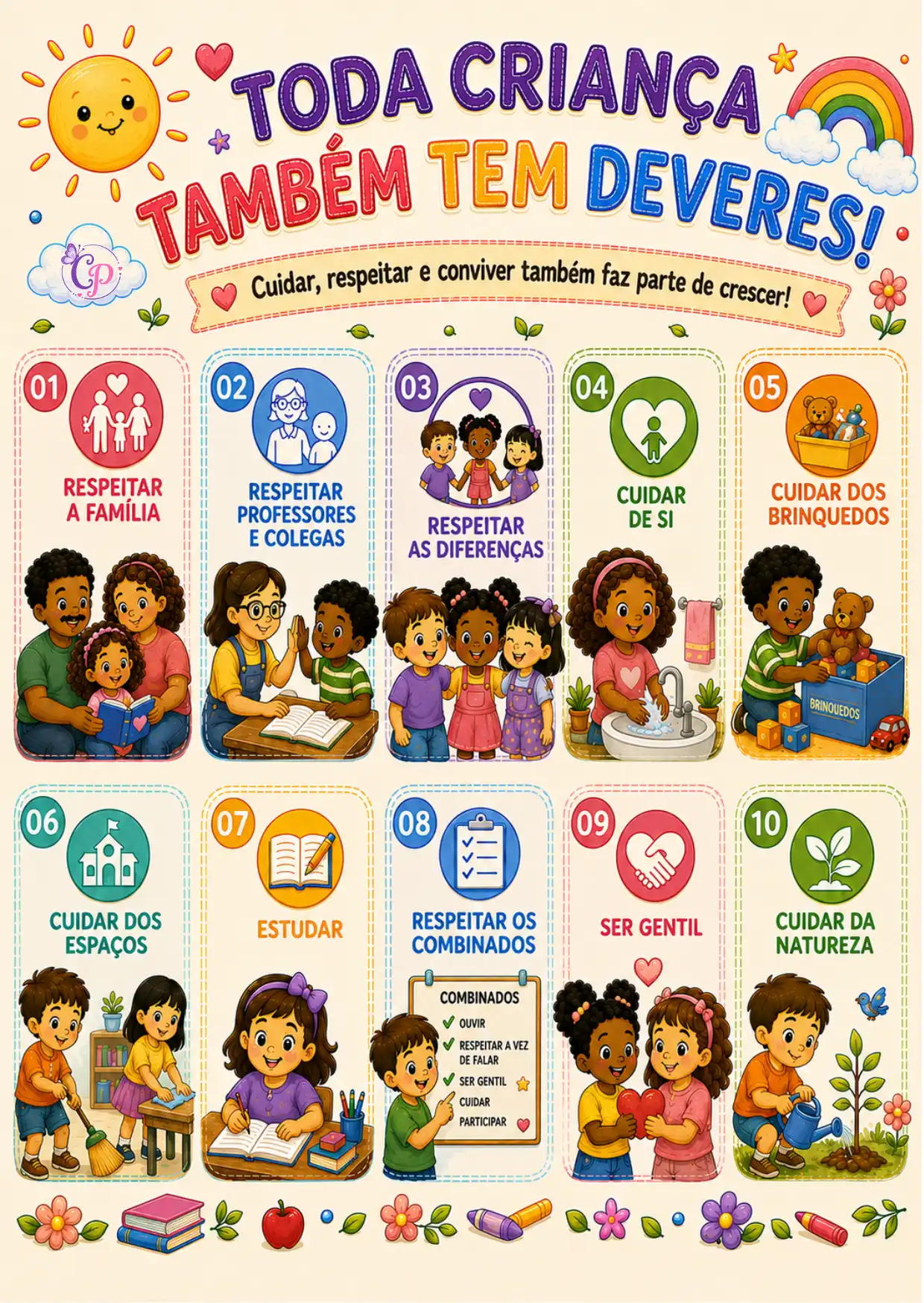 KIT 3 PAINÉIS DIA DAS CRIANÇAS - COLEÇÃO MEUS DIREITOS MEUS DEVERES — amostra 3: ✨ Kit com 3 painéis educativos de Direitos…