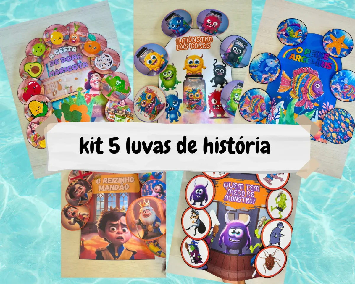 Kit 5 Luvas De Histórias Infantis PDF Para Imprimir — Alfabetização para Educação Infantil: Combo 5 Luvas de Histórias em…