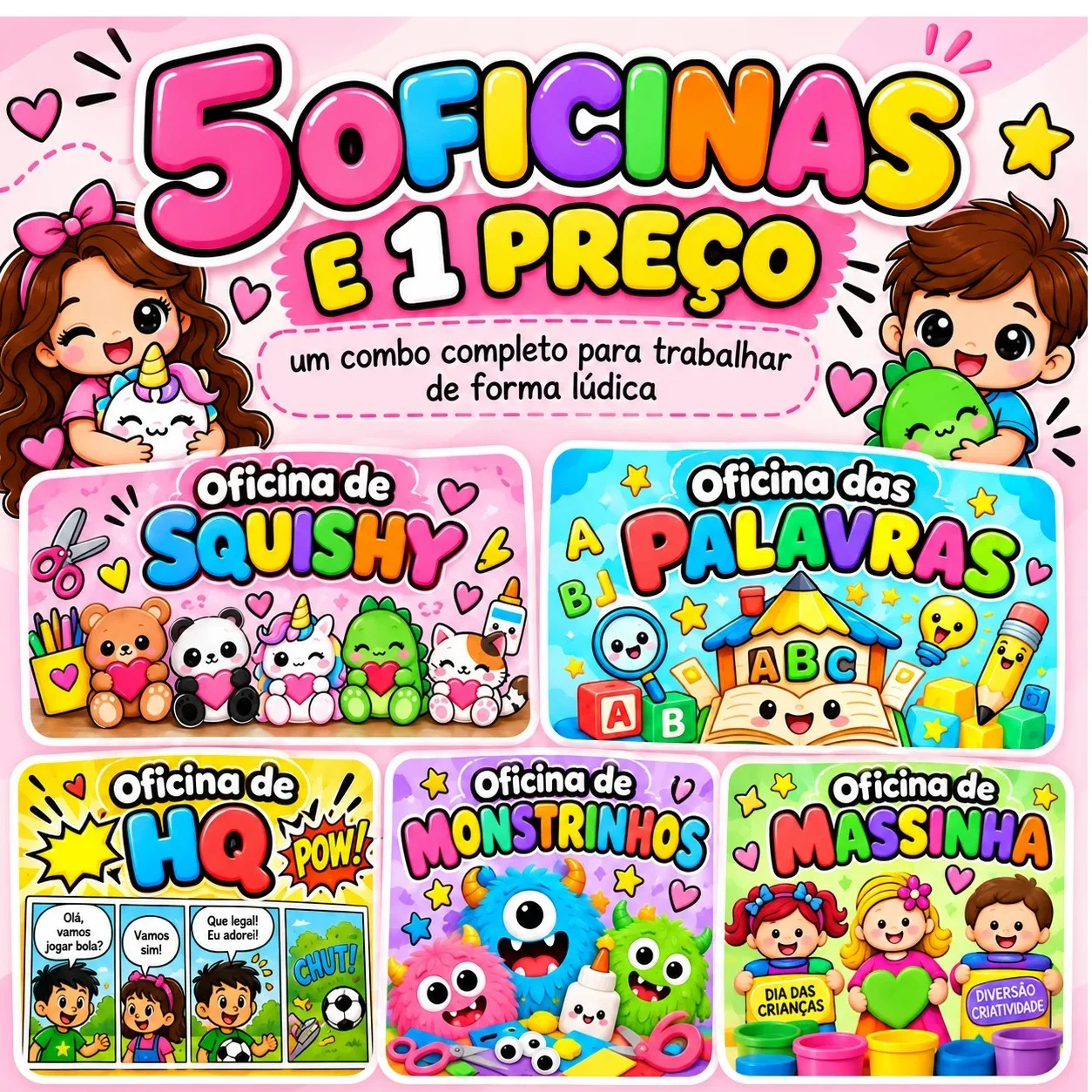 Kit 5 Oficinas para Educação Infantil e Alfabetização | Arquivos PDF — Alfabetização para Educação Infantil: Kit com 5…