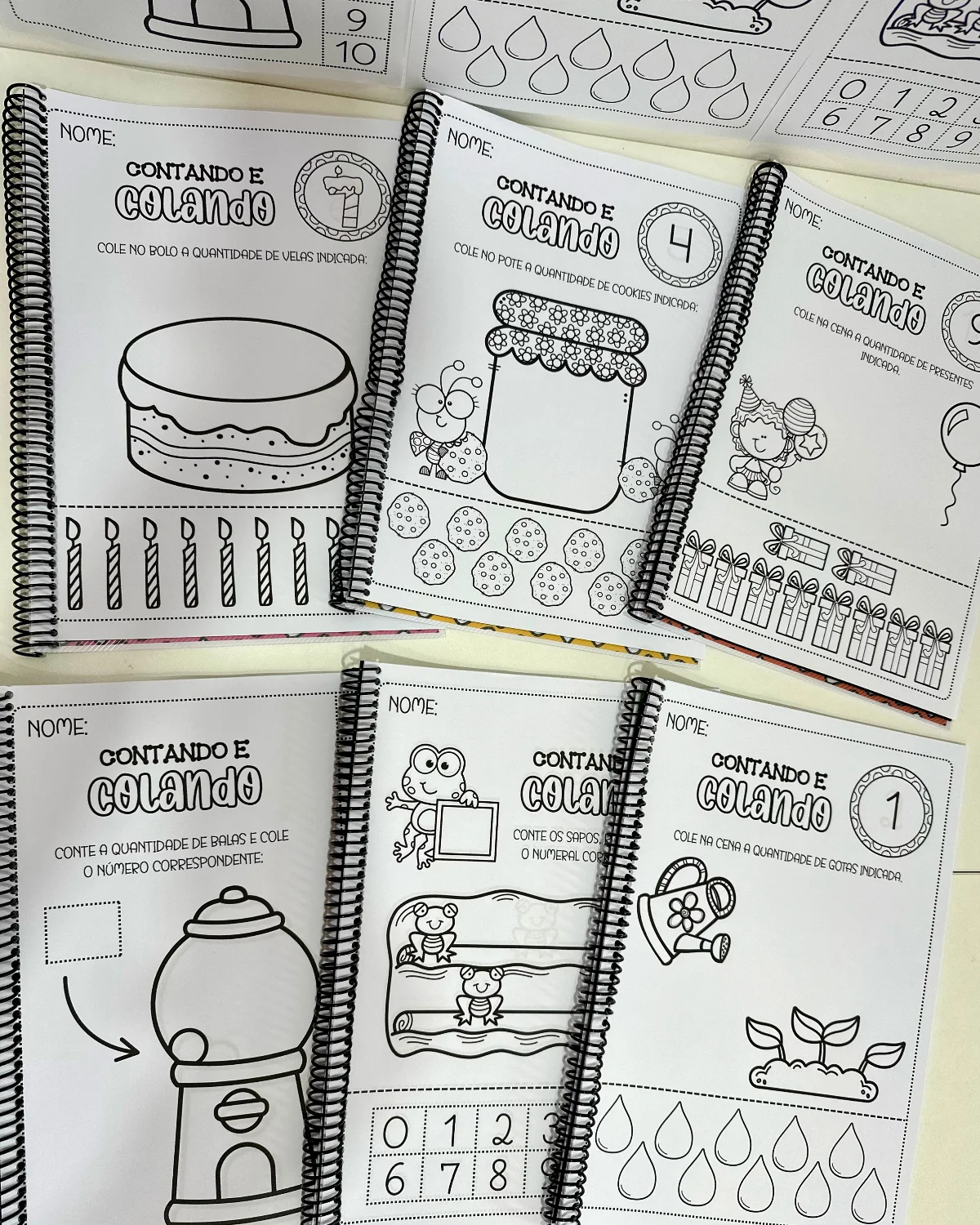 Kit 6 Apostilas Contando e Colando – Números de 0 a 10 | Atividades de Matemática para Educação Infantil em PDF — amostra…