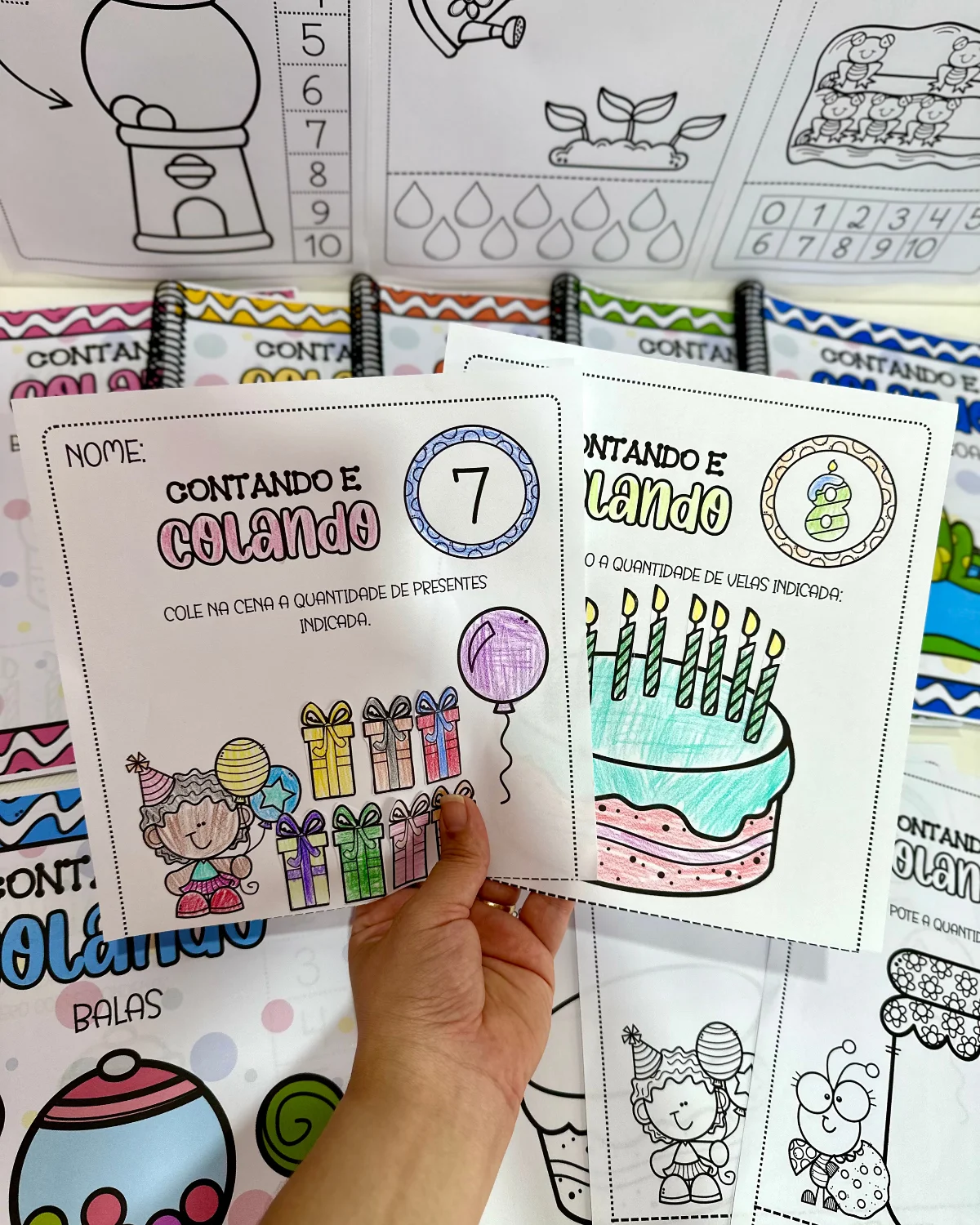 Kit 6 Apostilas Contando e Colando – Números de 0 a 10 | Atividades de Matemática para Educação Infantil em PDF — amostra…