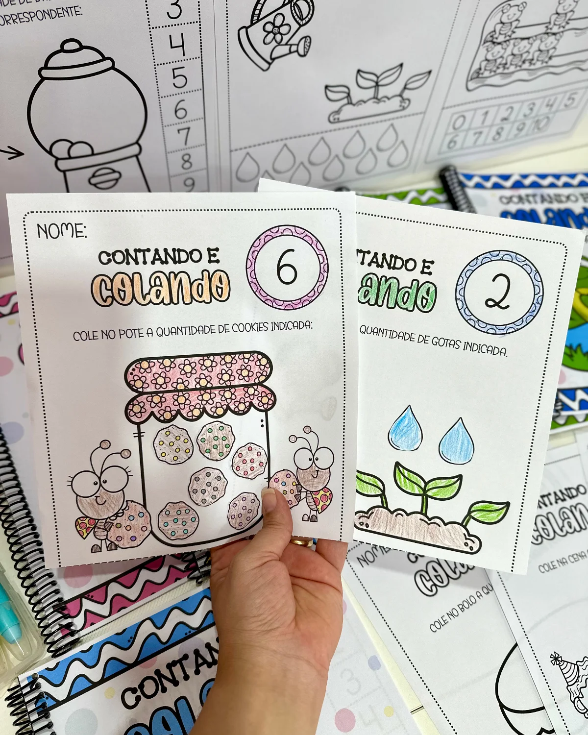Kit 6 Apostilas Contando e Colando – Números de 0 a 10 | Atividades de Matemática para Educação Infantil em PDF — amostra…