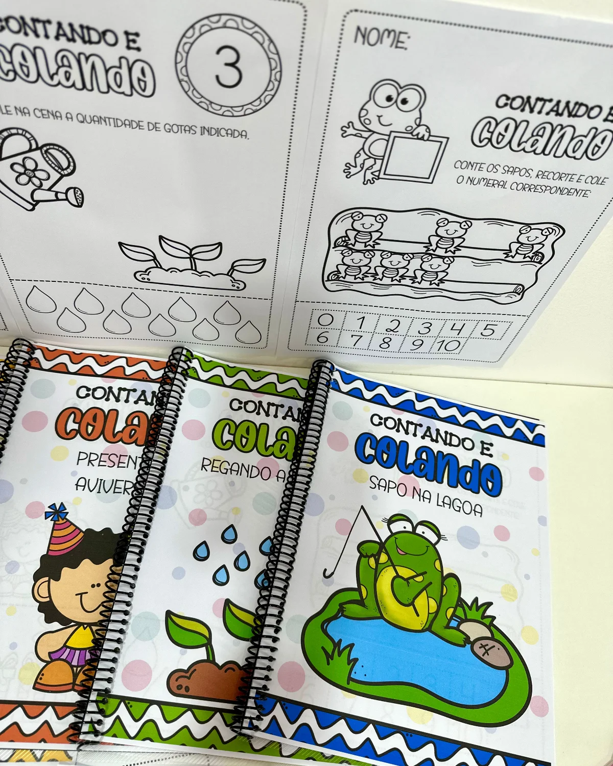 Kit 6 Apostilas Contando e Colando – Números de 0 a 10 | Atividades de Matemática para Educação Infantil em PDF — amostra…
