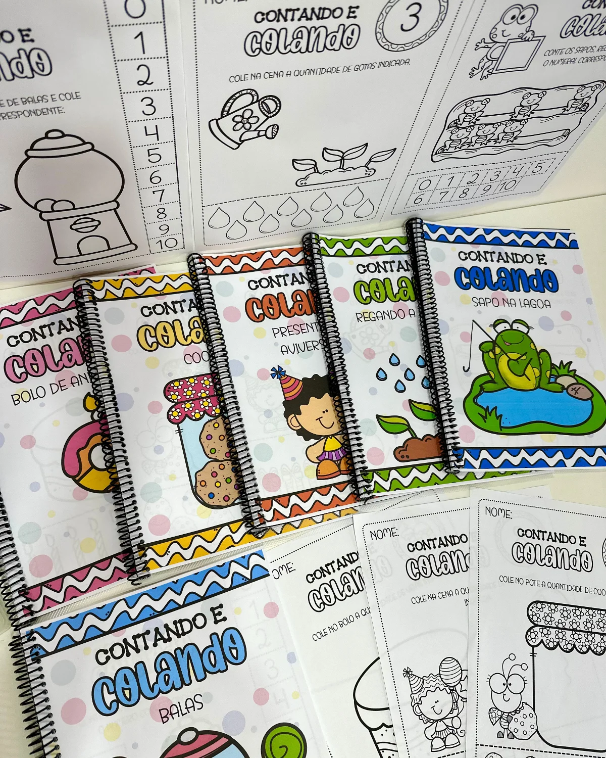 Kit 6 Apostilas Contando e Colando – Números de 0 a 10 | Atividades de Matemática para Educação Infantil em PDF — capa do material