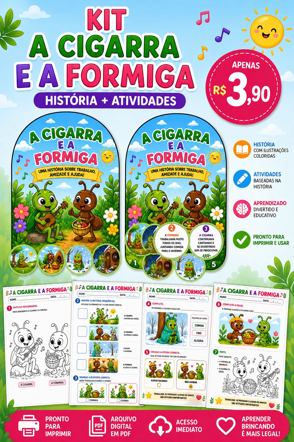 KIT A CIGARRA E A FORMIGA ✨ — capa do material