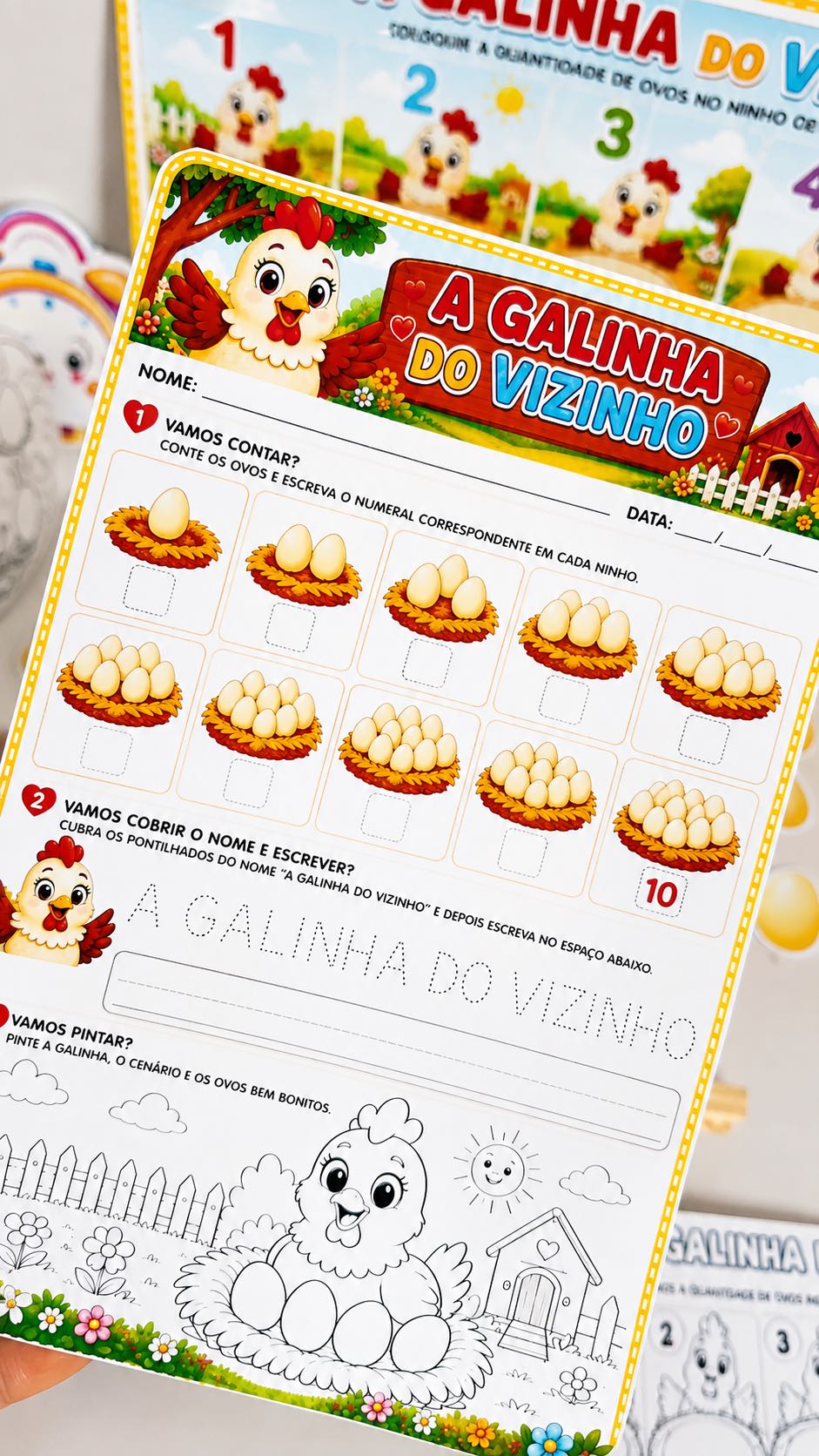 Kit A Galinha do Vizinho: Contagem e Números de 1 a 10 — amostra 7: Explore os números de 1 a 10 de maneira divertida