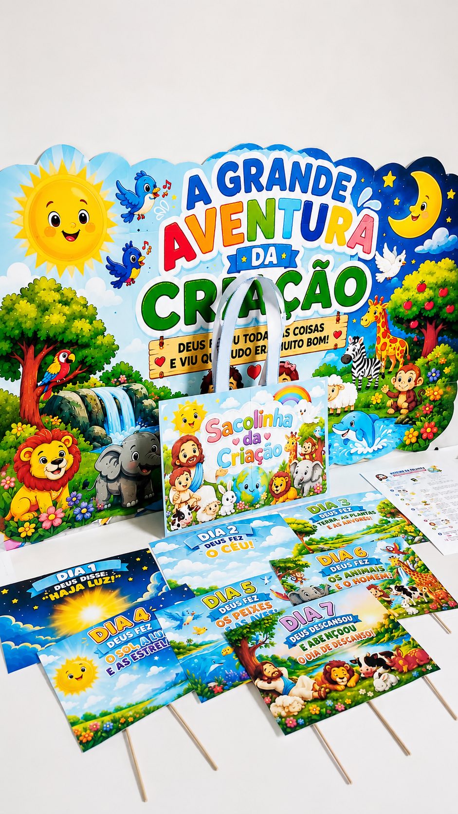 Kit A Grande Aventura da Criação – Bíblico Infantil — amostra 1: Um kit cristão completo e encantador para ensinar às…