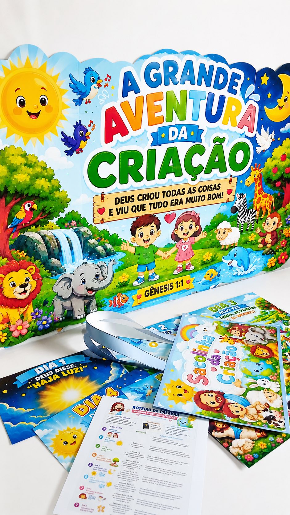 Kit A Grande Aventura da Criação – Bíblico Infantil — amostra 5: Um kit cristão completo e encantador para ensinar às…