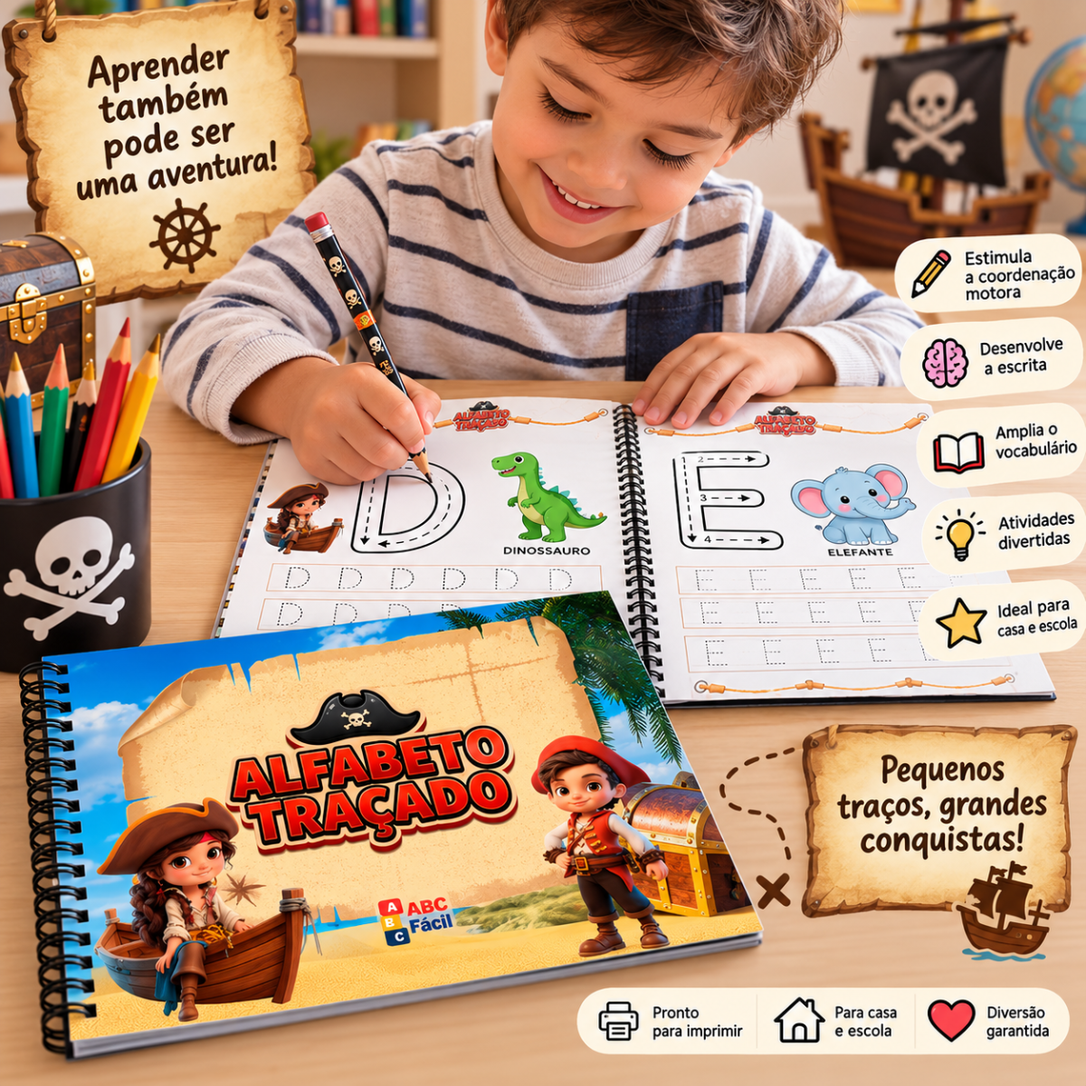 Kit ABC Infantil – Cadernos de Atividades de Alfabetização para Crianças de 4 a 8 Anos | Letras, Sílabas, Leitura e Escr —…
