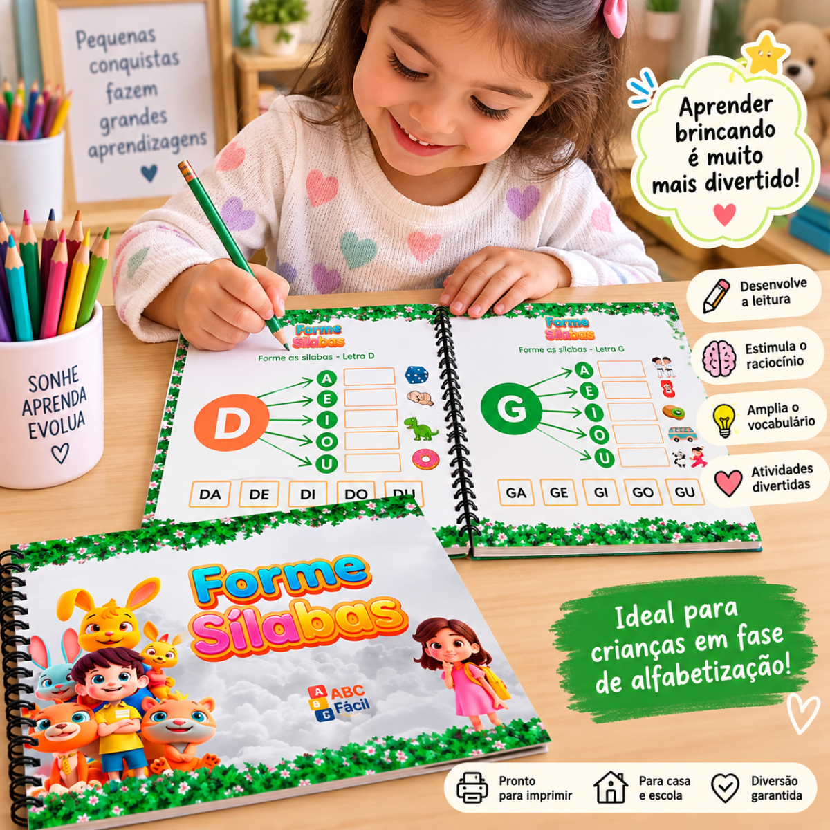Kit ABC Infantil – Cadernos de Atividades de Alfabetização para Crianças de 4 a 8 Anos | Letras, Sílabas, Leitura e Escr —…