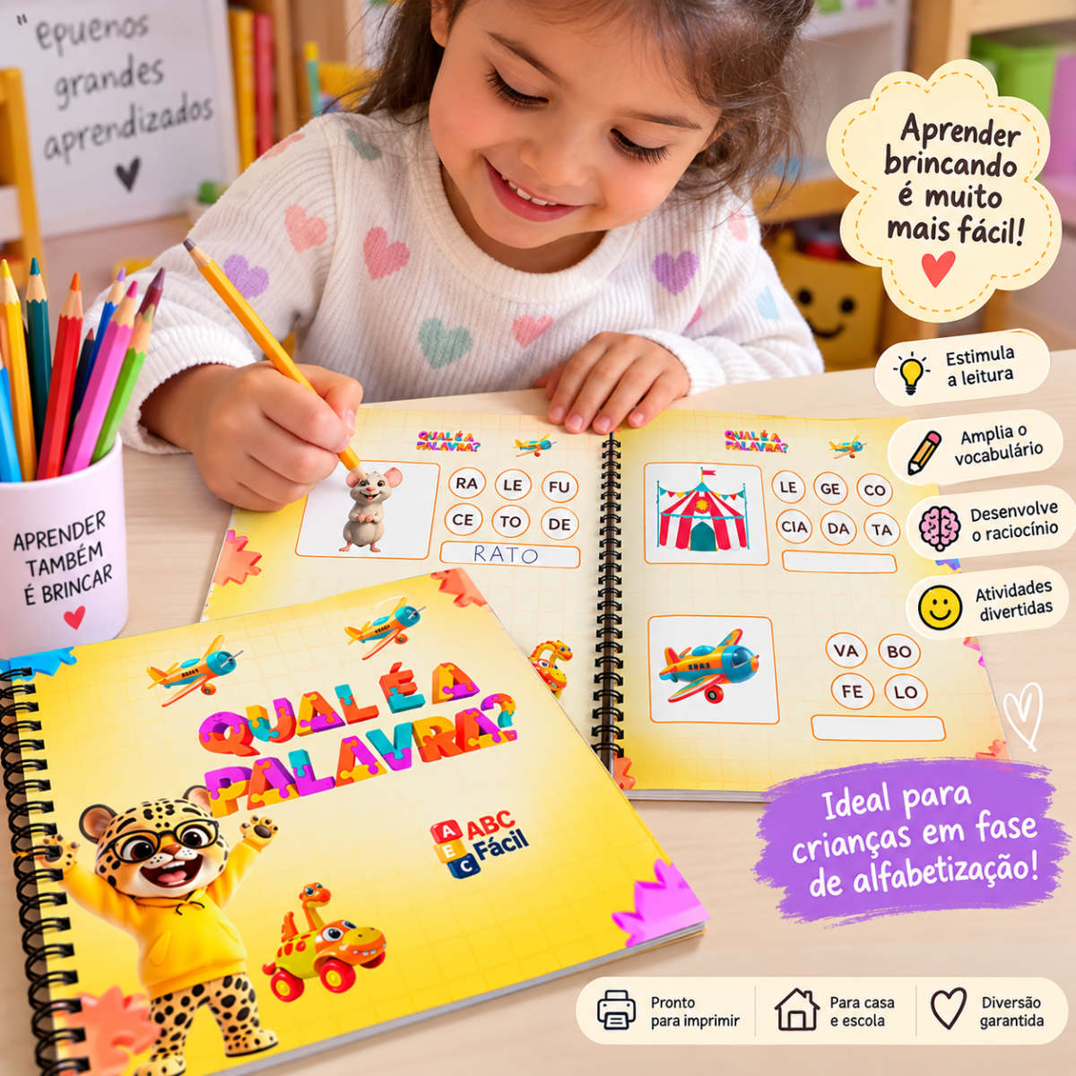 Kit ABC Infantil – Cadernos de Atividades de Alfabetização para Crianças de 4 a 8 Anos | Letras, Sílabas, Leitura e Escr —…
