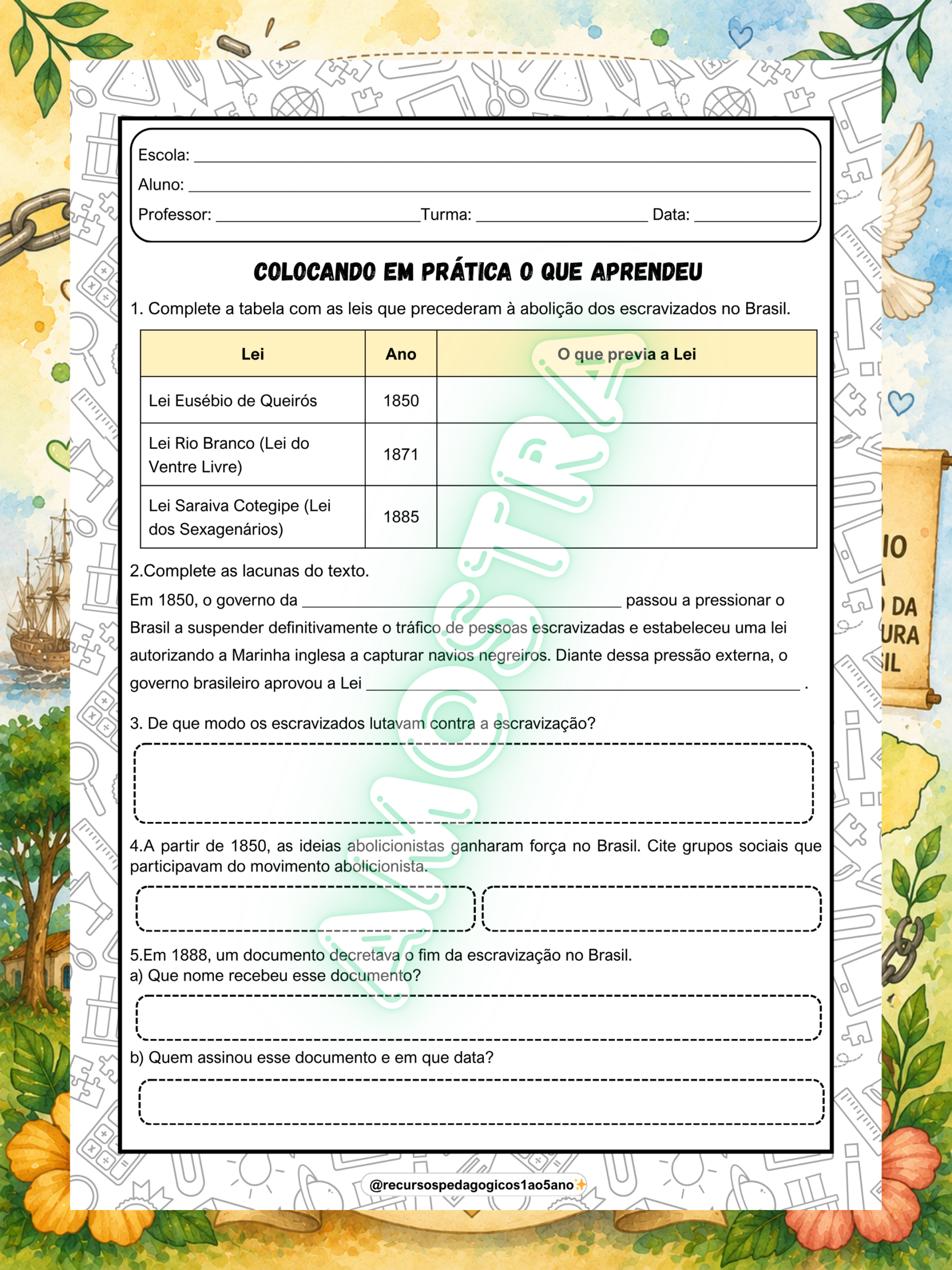Kit Abolição da Escravatura – Textos, Interpretação e Personalidades Negras | 5º ano — amostra 2: Para quem é indicado