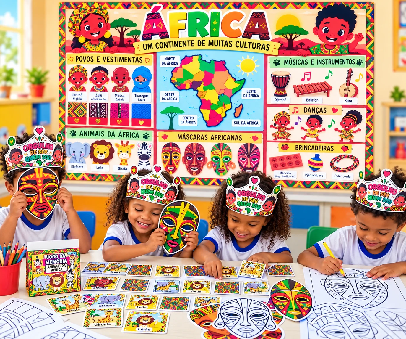 Kit África – Consciência Negra, Painel e Atividades PDF — amostra 2: ✨ O QUE ACOMPANHA O KIT?