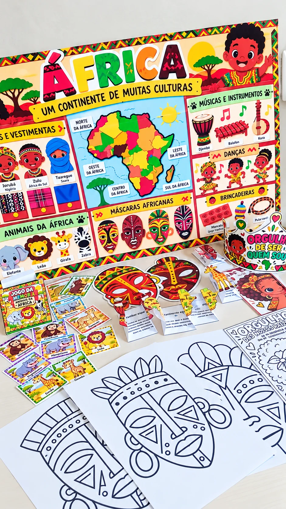 Kit África – Consciência Negra, Painel e Atividades PDF — Jogos pedagógicos para Educação Infantil: Kit África em PDF com…