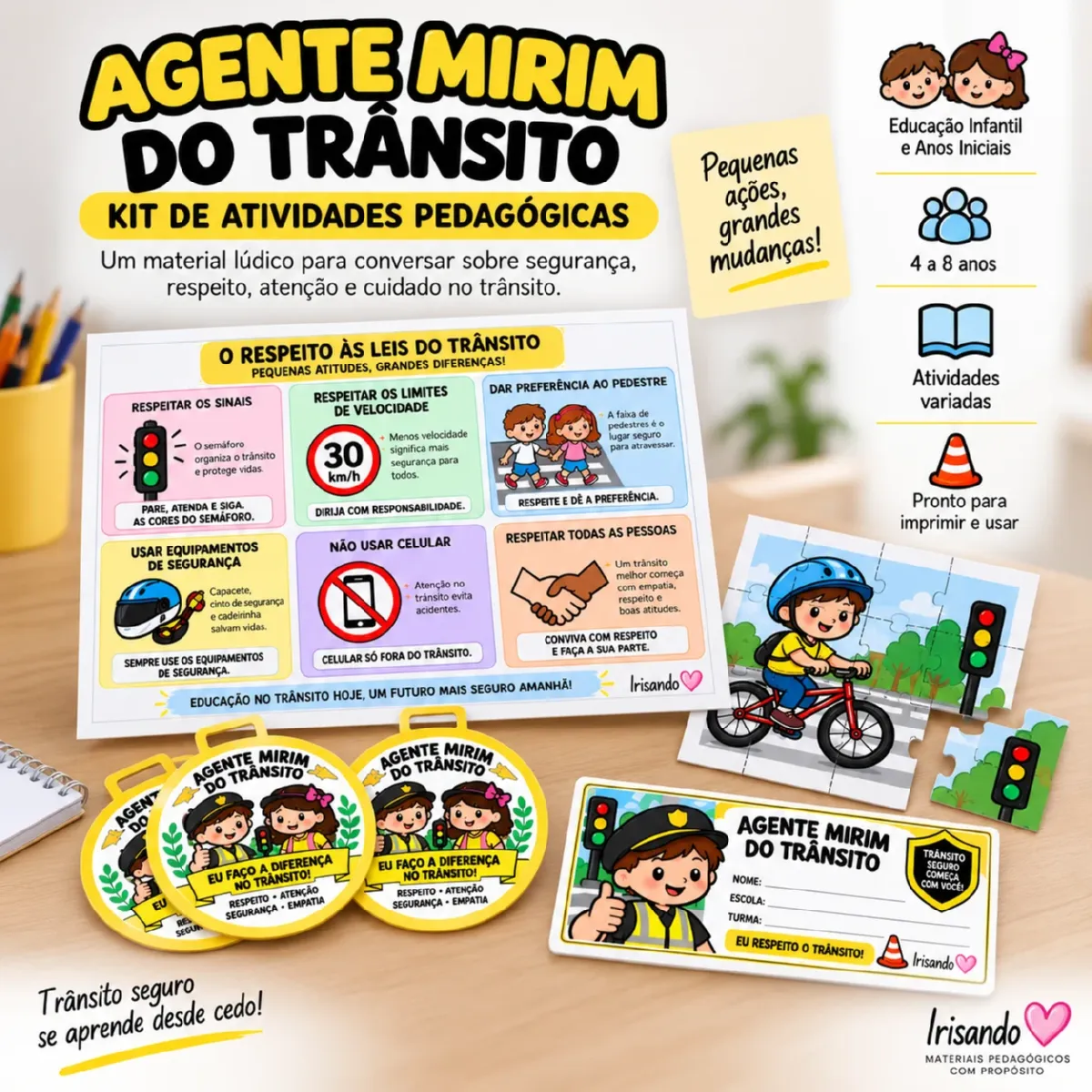 Kit Agente Mirim do Trânsito | Educação Infantil — Jogos pedagógicos para Educação Infantil: Kit pedagógico para trabalhar…