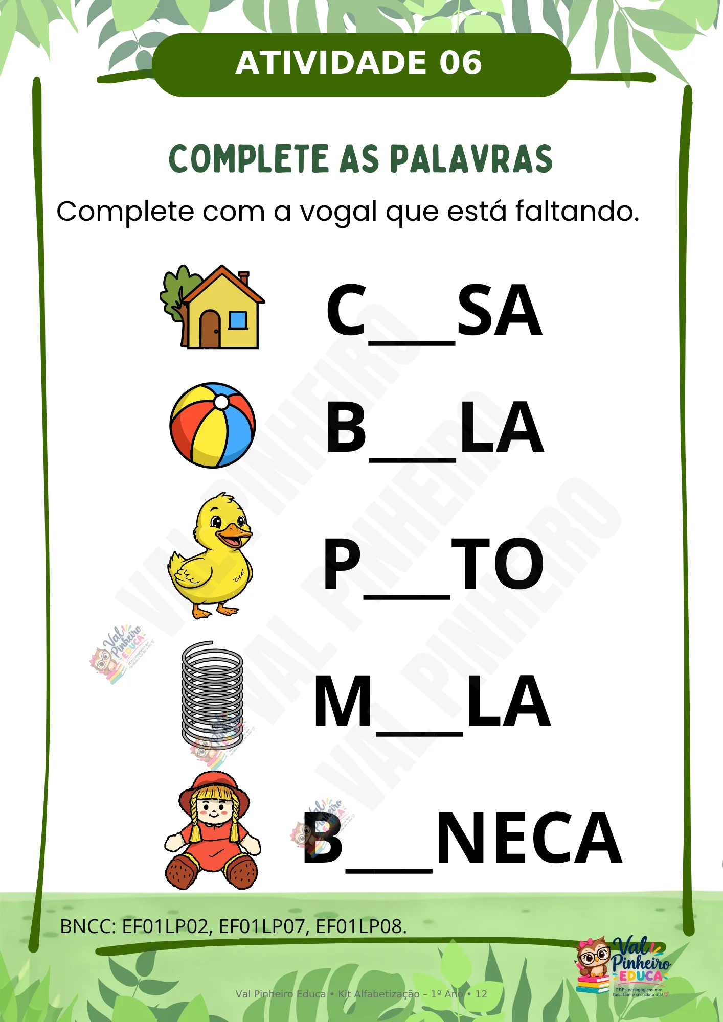 KIT ALFABETIZAÇÃO 1º ANO - 50 ATIVIDADES — amostra 1: Este kit de alfabetização foi cuidadosamente elaborado para atender…