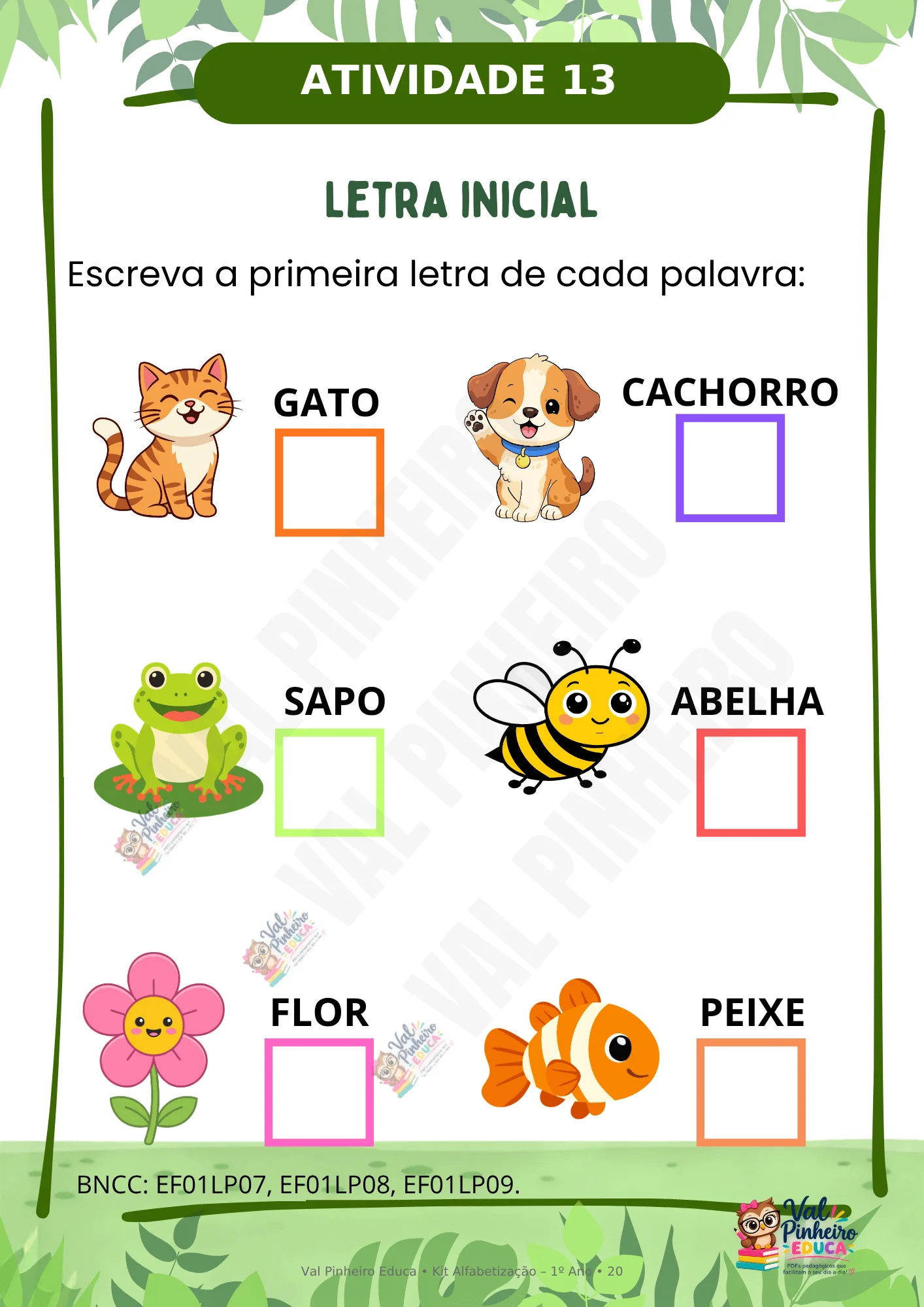 KIT ALFABETIZAÇÃO 1º ANO - 50 ATIVIDADES — amostra 3: Reconhecimento de letras e fonemas, formação de sílabas, palavras e…