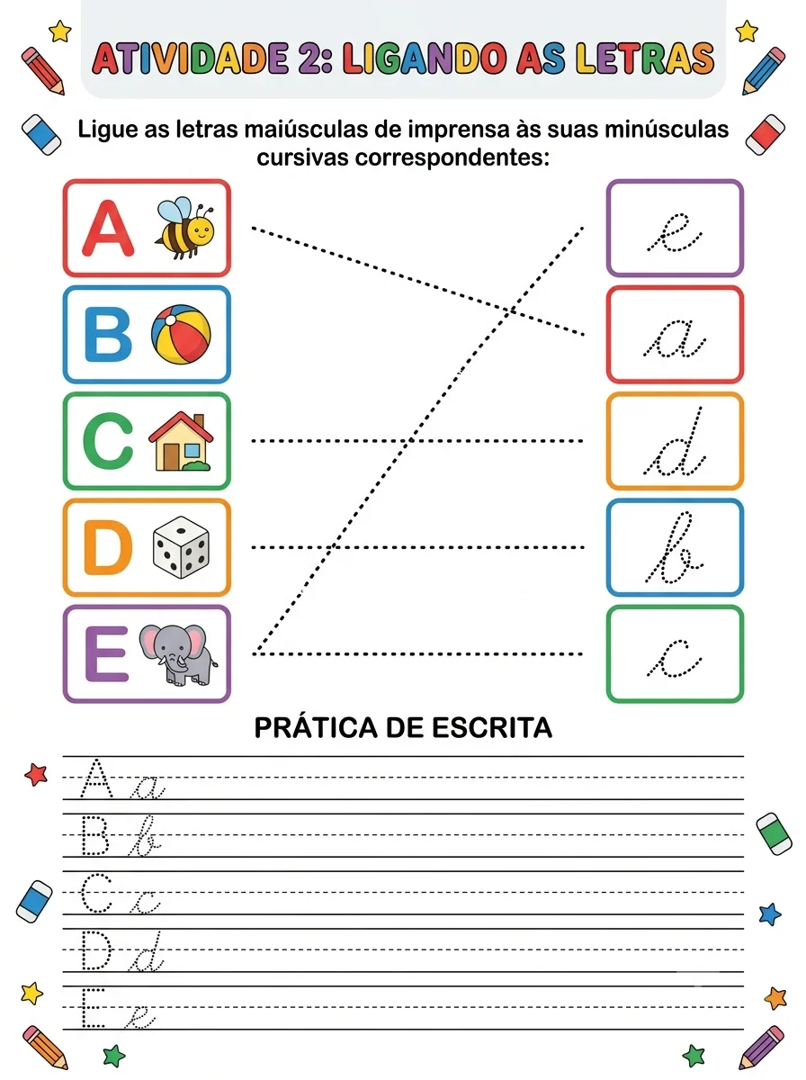 Kit Alfabetização e Alfabeto Cursivo – Atividades de Leitura e Escrita — amostra 4: Kit com atividades de alfabetização e…