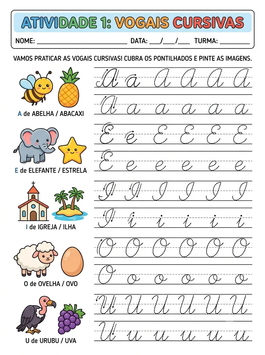 Kit Alfabetização e Alfabeto Cursivo – Atividades de Leitura e Escrita — amostra 5: Kit com atividades de alfabetização e…