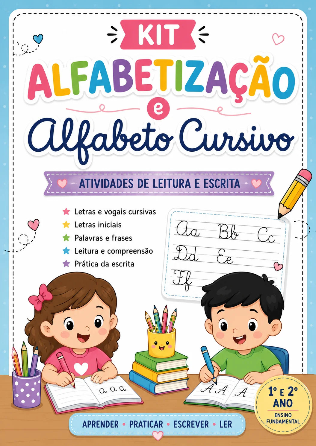 Kit Alfabetização e Alfabeto Cursivo – Atividades de Leitura e Escrita — Alfabetização para Educação Infantil: Kit com…