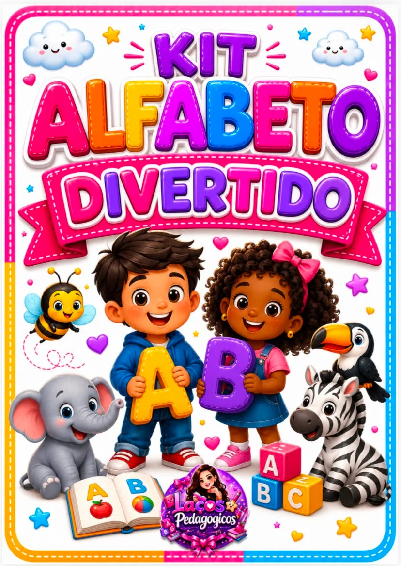 Kit Alfabeto Divertido — amostra 1: KIT ALFABETO DIVERTIDO Aprender as letras ficou muito mais colorido, lúdico e envolvente