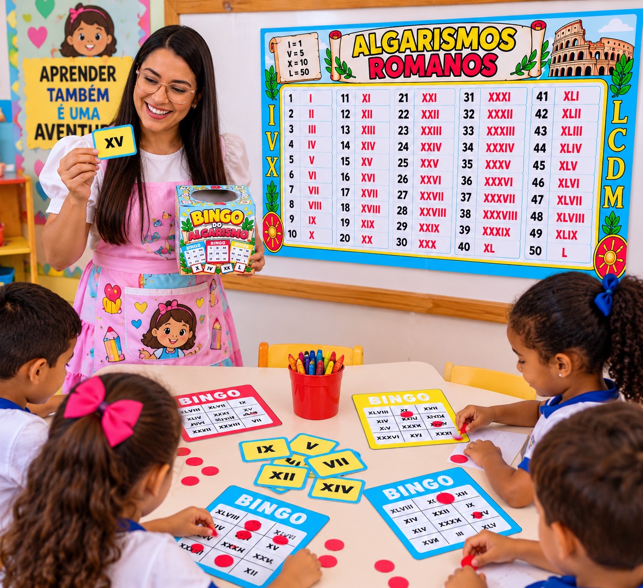 Kit Algarismos Romanos – Painel, Bingo, Cartinhas e Atividades — amostra 4: O kit reúne painel de apoio, bingo, cartinhas e…