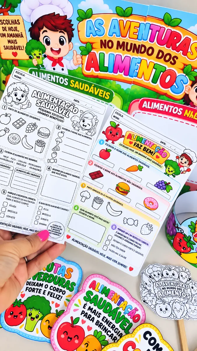 Kit Alimentação Saudável – Dia Mundial da Alimentação — amostra 5: 👩‍🏫 Ideal para: Educação Infantil e Anos Iniciais,…