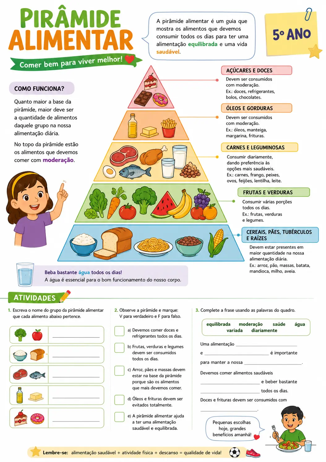 Kit Alimentação Saudável e Saúde – 5º Ano ✏️ Descrição curta — amostra 6: Kit de atividades de Ciências sobre alimentação…
