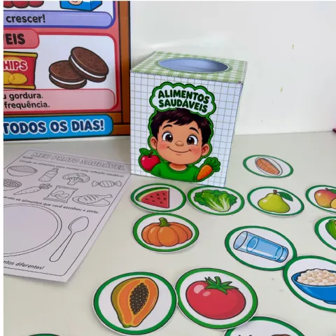 Kit Alimentação Saudável para Educação Infantil . — amostra 7: Kit Alimentação Saudável em PDF com 33 páginas, painel…
