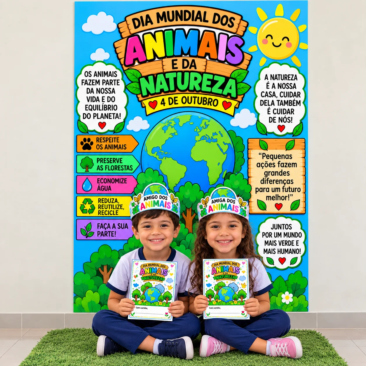 Kit Amigo dos Animais – Coroa e Cartão Infantil — amostra 4: Kit Amigo dos Animais com coroa colorida, versão para colorir… Kit Amigo dos Animais – Coroa e Cartão Infantil — amostra 4: Kit Amigo dos Animais com coroa colorida, versão para colorir…