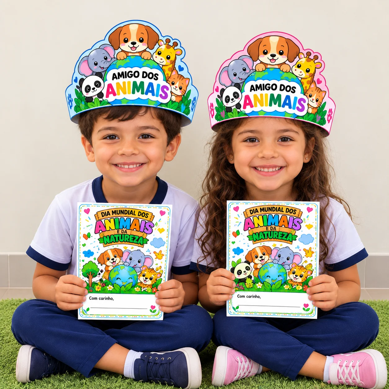 Kit Amigo dos Animais – Coroa e Cartão Infantil — Alfabetização para Educação Infantil: Kit Amigo dos Animais com coroa…