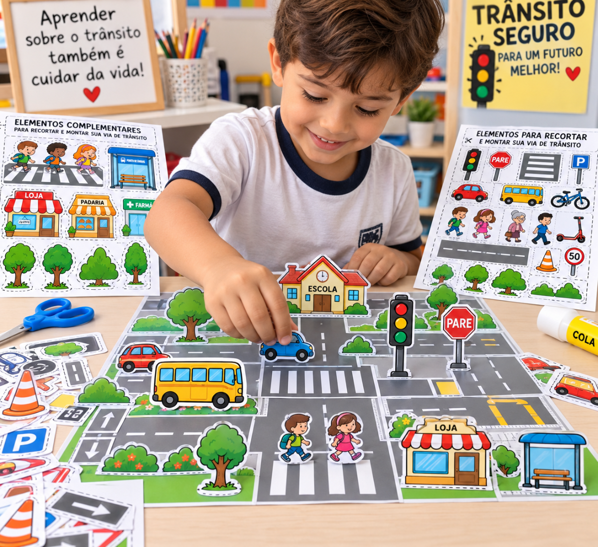 Kit Aprendendo no Trânsito — Atividades, Cards e Recorte e Monte — Atividades para Todas as séries: O Kit Aprendendo no…