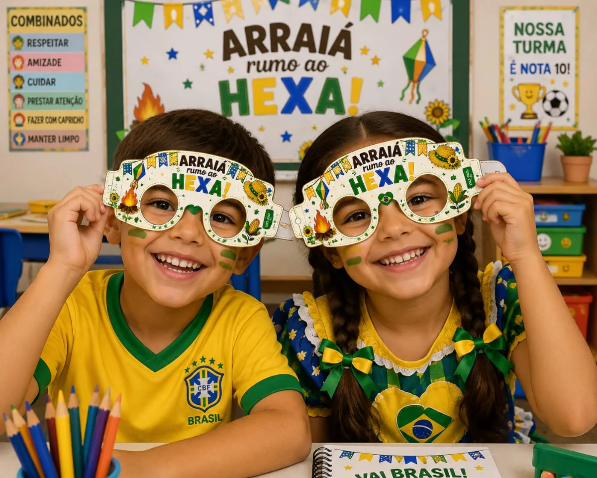Kit Arraiá Rumo ao Hexa: Painel, Lembrancinhas e Adereços Juninos da — amostra 3: Kit digital em PDF "Arraiá Rumo ao Hexa"…