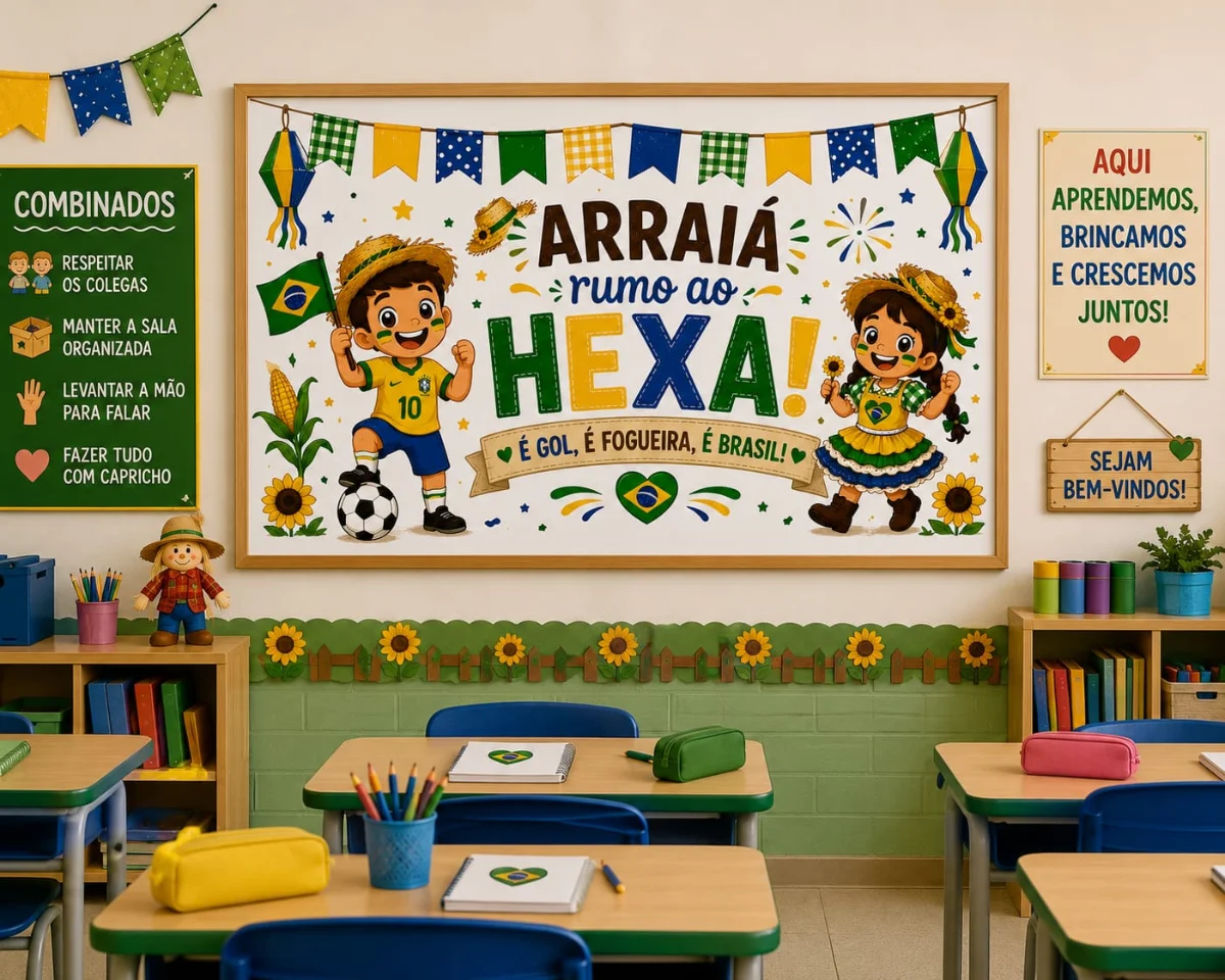 Kit Arraiá Rumo ao Hexa: Painel, Lembrancinhas e Adereços Juninos da — capa do material