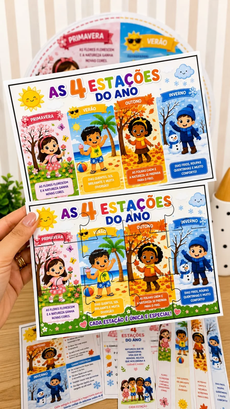 KIT AS 4 ESTAÇÕES DO ANO- CIENCIAS ALFABETIZAÇÃO — amostra 4: O Kit As 4 Estações do Ano é um material colorido, visual e…