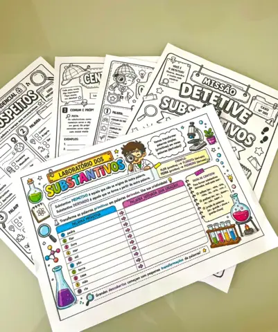 Kit Atividades Caça ao Tesouro - Substantivos — amostra 5: Com o Kit Detetives dos Substantivos, seus alunos recebem…