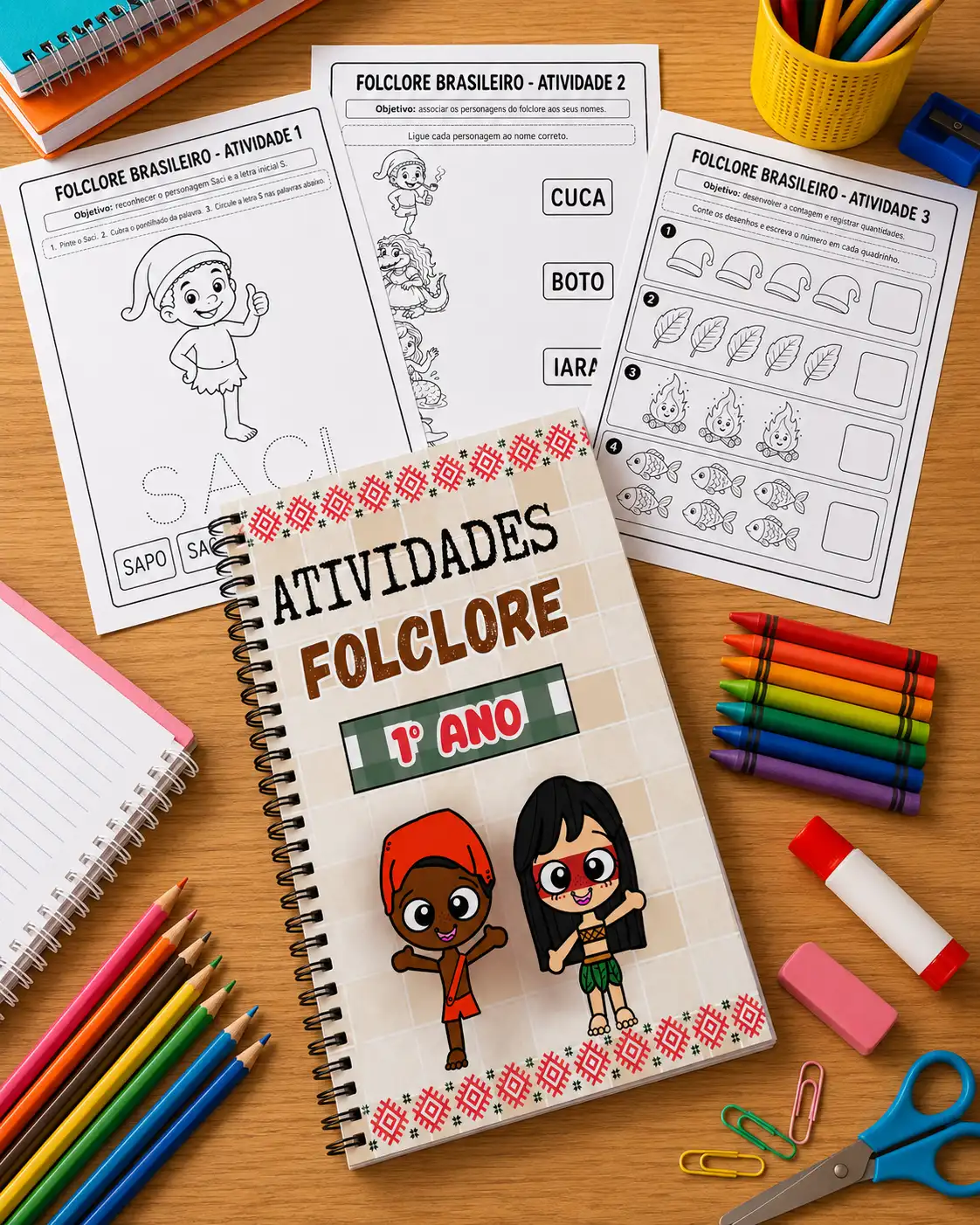 Kit Atividades de Folclore – 1º Ano – PDF para Imprimir — amostra 1: O que vem no material