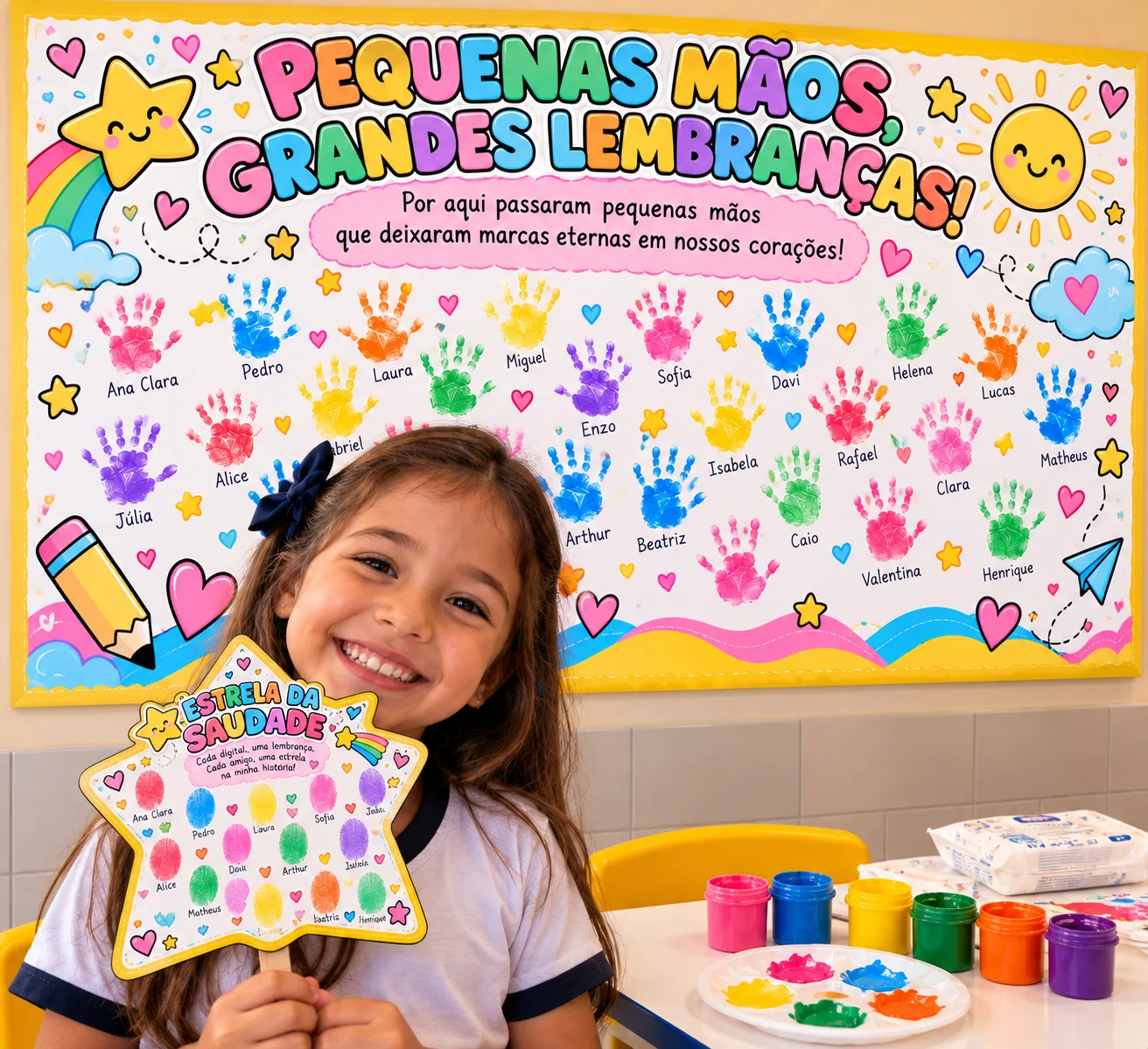 Kit Aula da Saudade – Painel de Mãozinhas e Estrela em PDF — Alfabetização para Educação Infantil: Kit Aula da Saudade em…