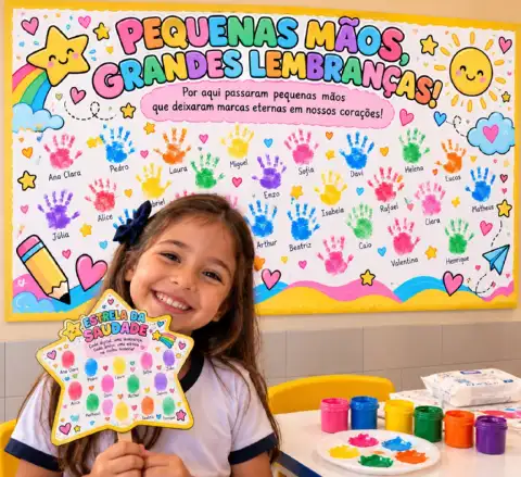 Kit Aula da Saudade – Painel e Estrela das Lembranças para Imprimir — amostra 1: Kit especial para o encerramento do ano…