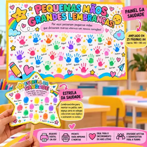 Kit Aula da Saudade – Painel e Estrela das Lembranças para Imprimir — capa do material