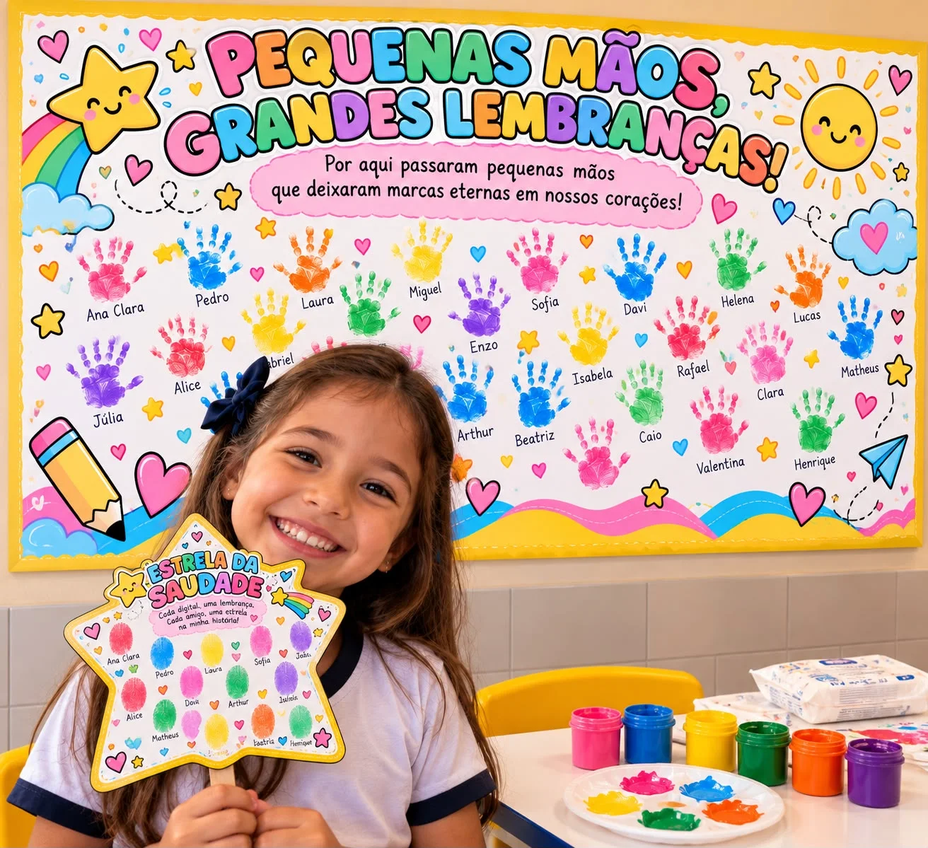 Kit Aula da Saudade – Painel e Lembrancinha — Atividades para Educação Infantil: Kit Aula da Saudade com painel ampliado em…