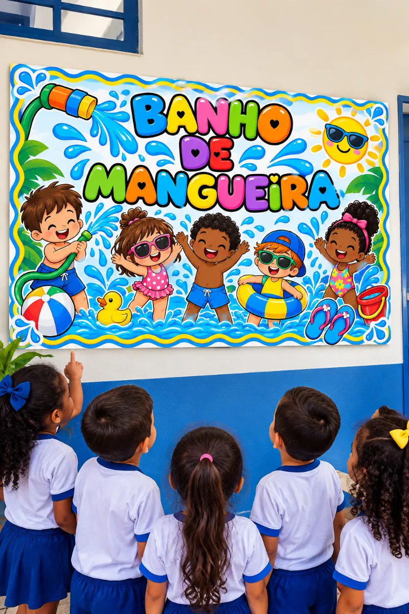 Kit Banho de Mangueira – Painel e Atividade Colorida — amostra 3: Kit Banho de Mangueira com painel, combinados e atividade…