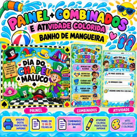 Kit Banho de Mangueira – Painel e Atividade Colorida — capa do material