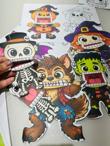 Kit Boca Articulada Halloween e Dia do Saci para Imprimir — amostra 1: Kit pedagógico com personagens de Halloween e do…