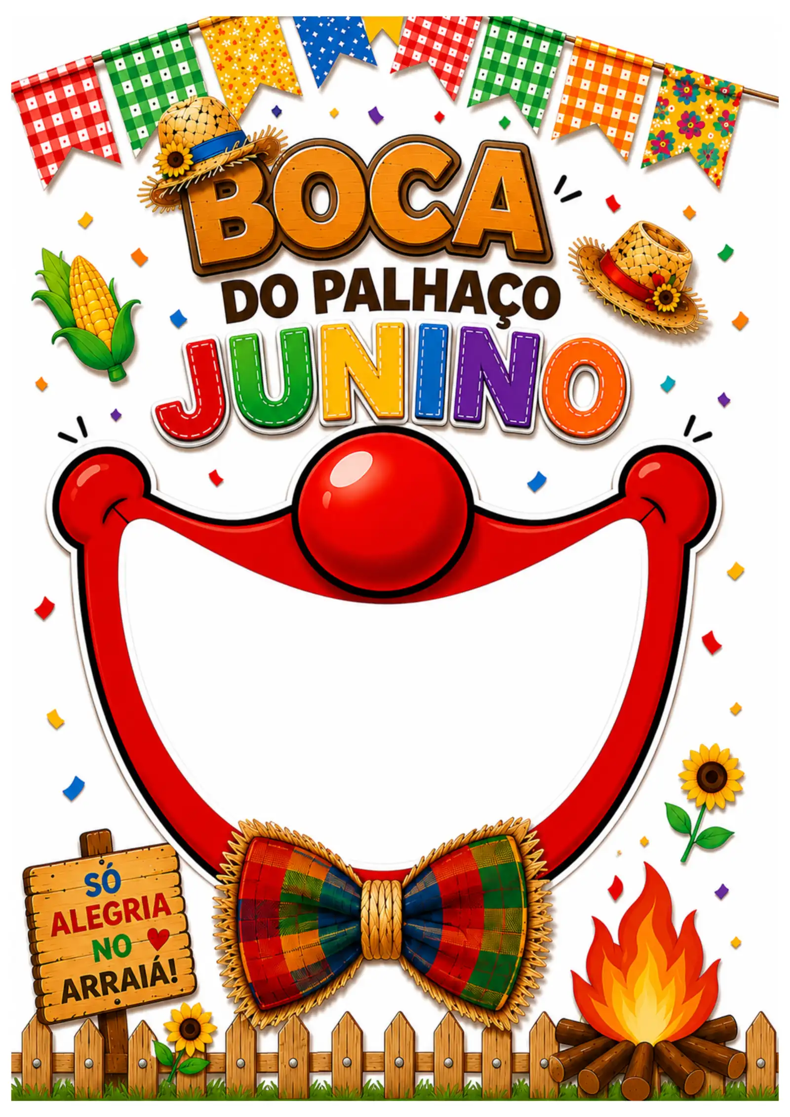🤡🌽 KIT BOCA DO PALHAÇO JUNINO LÚDICO.🌽🤡 — amostra 3: 📏 TAMANHO DOS PAINÉIS