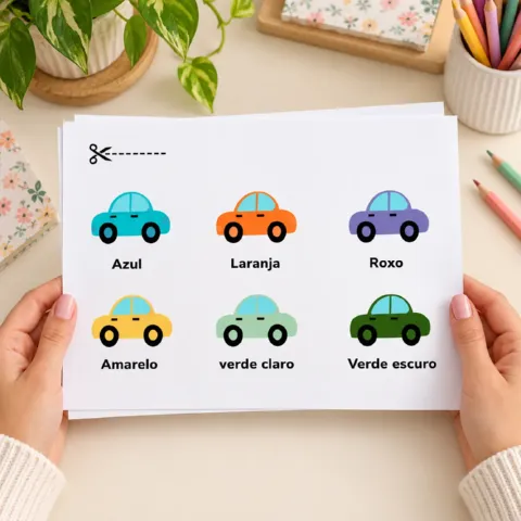 Kit Brincando com as Cores: Atividades Educativas — amostra 2: Atividades lúdicas de recorte e colagem focadas na…