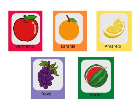 Kit Brincando com as Cores: Atividades Educativas — amostra 4: Atividades lúdicas de recorte e colagem focadas na…