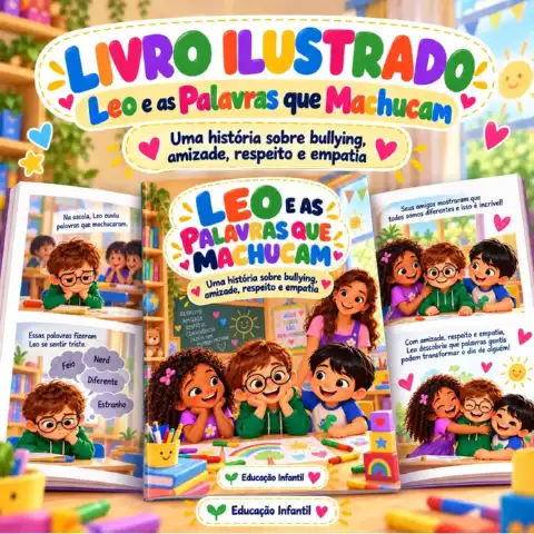 Kit Bullying na Educação Infantil – Livro Leo + 10 Atividades em PDF — amostra 1: Kit Leo e as Palavras que Machucam –…