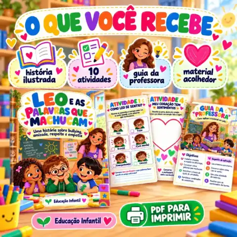 Kit Bullying na Educação Infantil – Livro Leo + 10 Atividades em PDF — amostra 3: PDF 2 – Caderno de Atividades