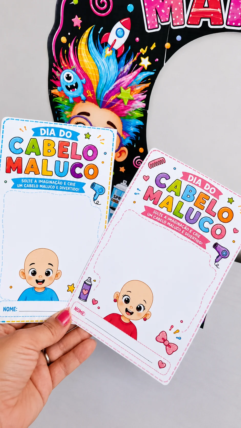 Kit Cabelo Maluco – Atividades e Moldura para Fotos — amostra 6: Kit Cabelo Maluco com moldura, certificado, lembrancinha,… Kit Cabelo Maluco – Atividades e Moldura para Fotos — amostra 6: Kit Cabelo Maluco com moldura, certificado, lembrancinha,…